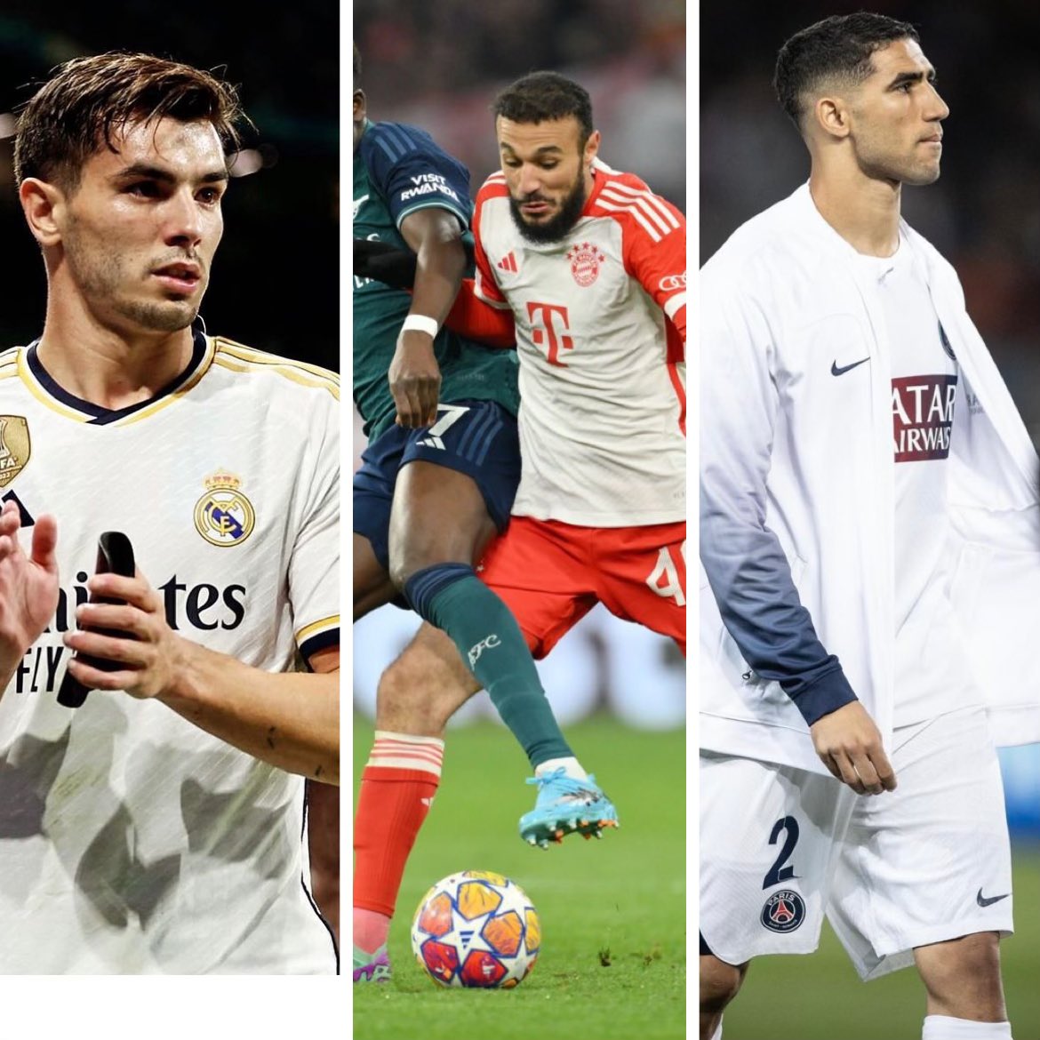 Trois joueurs marocains représenteront le Maroc 🇲🇦 en demi-finale de Ligue des Champions : Brahim Diaz, Achraf Hakimi et Noussair Mazraoui. Le Real Madrid affrontera le Bayern Munich, il y aura donc un Lion de l’Atlas en finale.