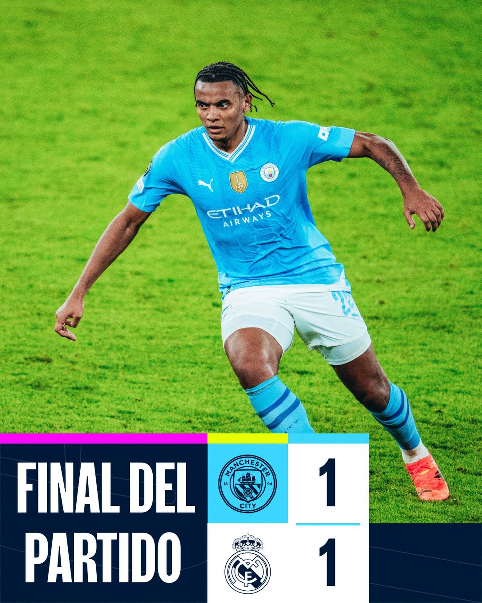 ¡FINAL DEL PARTIDO! El Real Madrid pasa a semifinales de la Champions después de vencer en la tanda de penaltis.

🔵 1-1  (3-4)⚪️ (4-4)  #ManCity