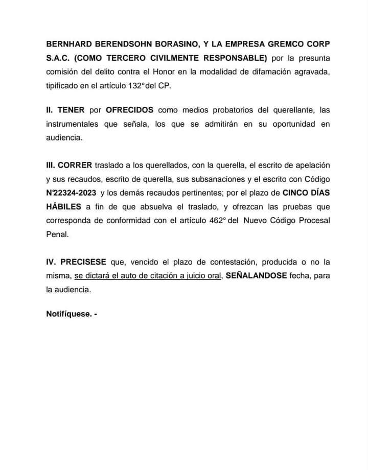 DaleUTrujillo's tweet photo. *PODER JUDICIAL ADMITE QUERELLA DE JEAN FERRARI CONTRA JOSÉ GAMARRA, BERNHARD BERENDSOHN Y LOS LEVY POR DIFAMACIÓN AGRAVADA Y A LA EMPRESA GREMCO CORP COMO TERCERO CIVILMENTE RESPONSABLE* https://t.co/8AsB9F2Vm9
