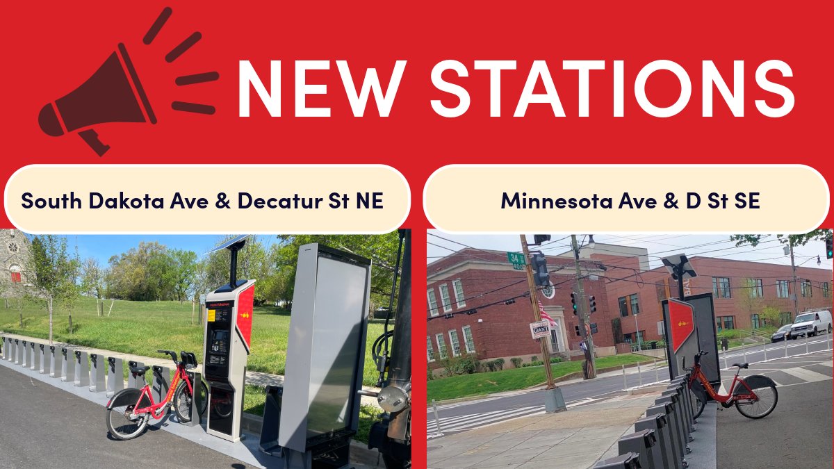 🚨 NEW STATION ALERT 🚨

We've added two more new stations in DC: South Dakota Ave &amp; Decatur St NE and Minnesota Ave &amp; D St SE. Happy riding! 🚲♥