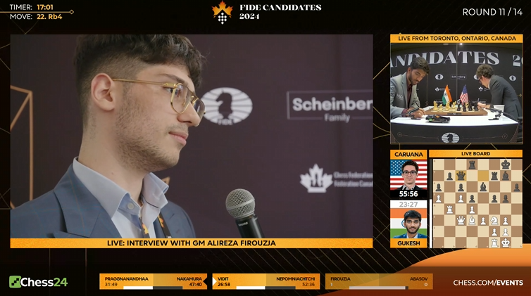 Firouzja confirms he's not quitting chess: 'In my streams, if you watch my blitz, also a thousand times I've said it. It's a saying.' 'It's a tough event, of course...but it's a good experience, I mean, you learn.' #FIDECandidates