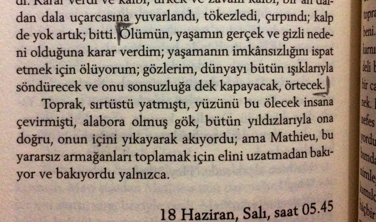 “Ölümün, yaşamın gerçek ve gizli nedeni olduğuna karar verdim...” 

*Jean-Paul Sartre, Yıkılış