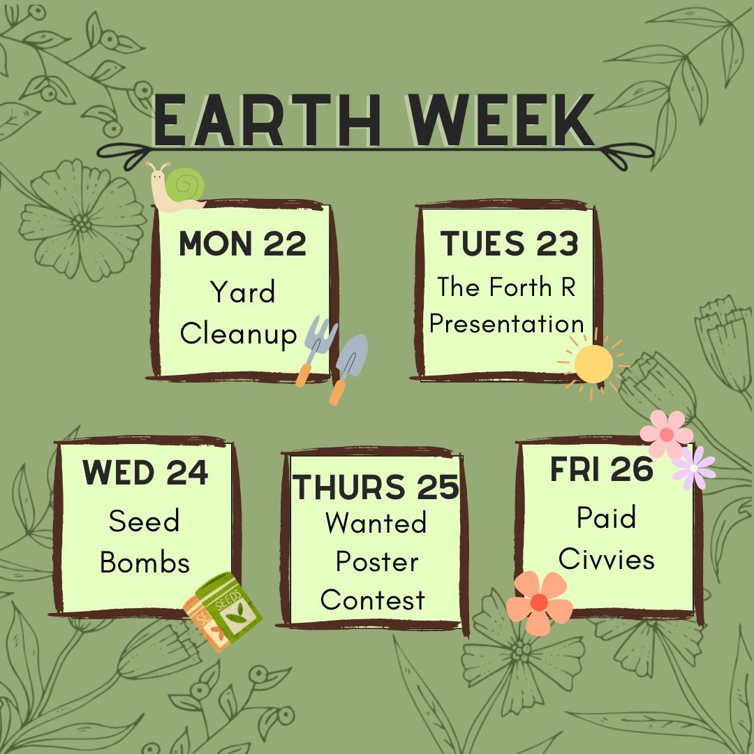 Get ready lions! Environmental Council has a bunch of events planned for next week, so keep an eye out for posts with more information! Also, if you wish to watch The Forth R performance please use the Google form in the announcements to be signed out! <a href="/lionsnewstoday/">St. James CHS</a>