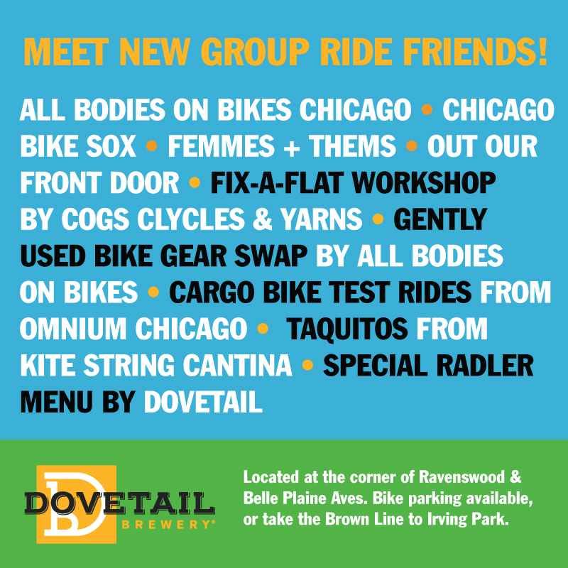 Train for our crosstown ride by having a good time on the north side with our friends at @dovetailbrewery and so many great bike people