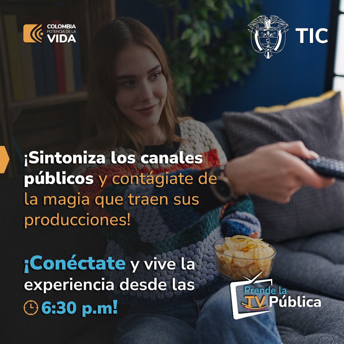 ¡No te pierdas el lanzamiento de las producciones de los canales públicos en el marco del #FICCI! #PrendeLaTVPública desde las 6:30 p.m. y descubre lo que tiene para ofrecerte. ✨