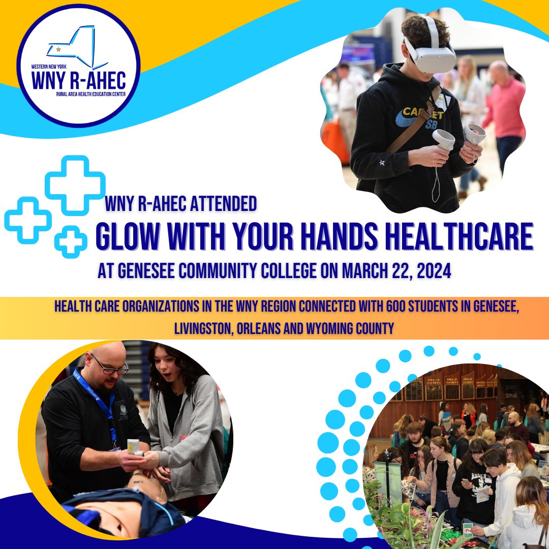 WNY R-AHEC attended Glow With Your Hands Healthcare at Genesee Community College on March 22nd!

#RuralHealthcare #HealthcareEducation #Healthcare #HealthcareEvent #HealthcareProfessionals #HealthcareCommunity #HealthcareNetworking