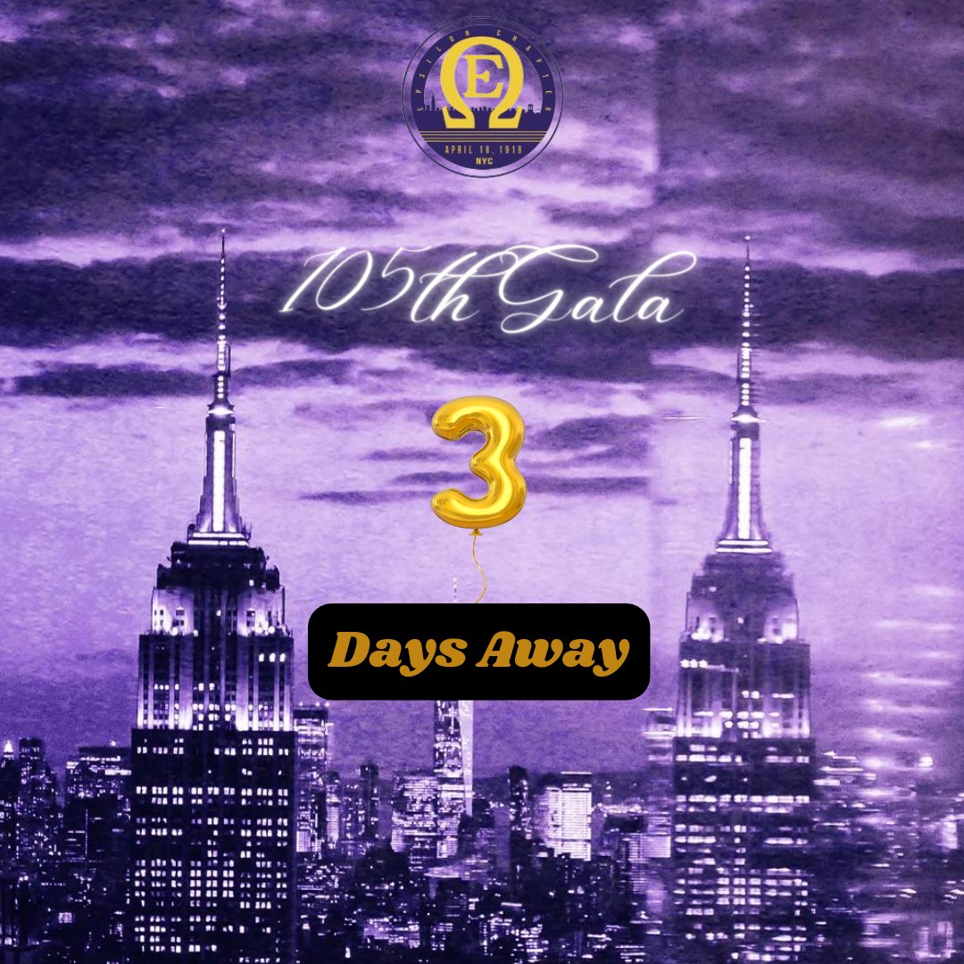 We are 3 days away from our 105th! The E is monumental and we cannot wait to celebrate with all of you!

#Epsilon #EpsilonChapter
#OmegaPsiPhi #QuePsiPhi #NewYorkCity #NYC #Ques #MightyE #TheEmpire #OriginalNYCQues #QueYorkCity
#Epsilon105th #GiandoOnTheWater #Celebration #Party