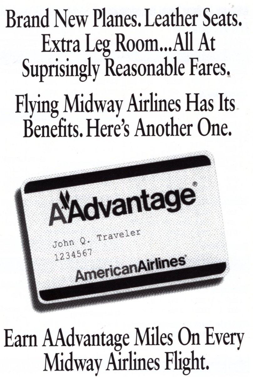 After #AmericanAirlines dismantled its hub in 1995 at Raleigh/Durham, Midway Airlines began service to many of the discontinued cities and also awarded #AAdvantage miles. #airline #airlines #airplane #airport #avgeek #frequentflyer #avgeeks #aviation #Travel