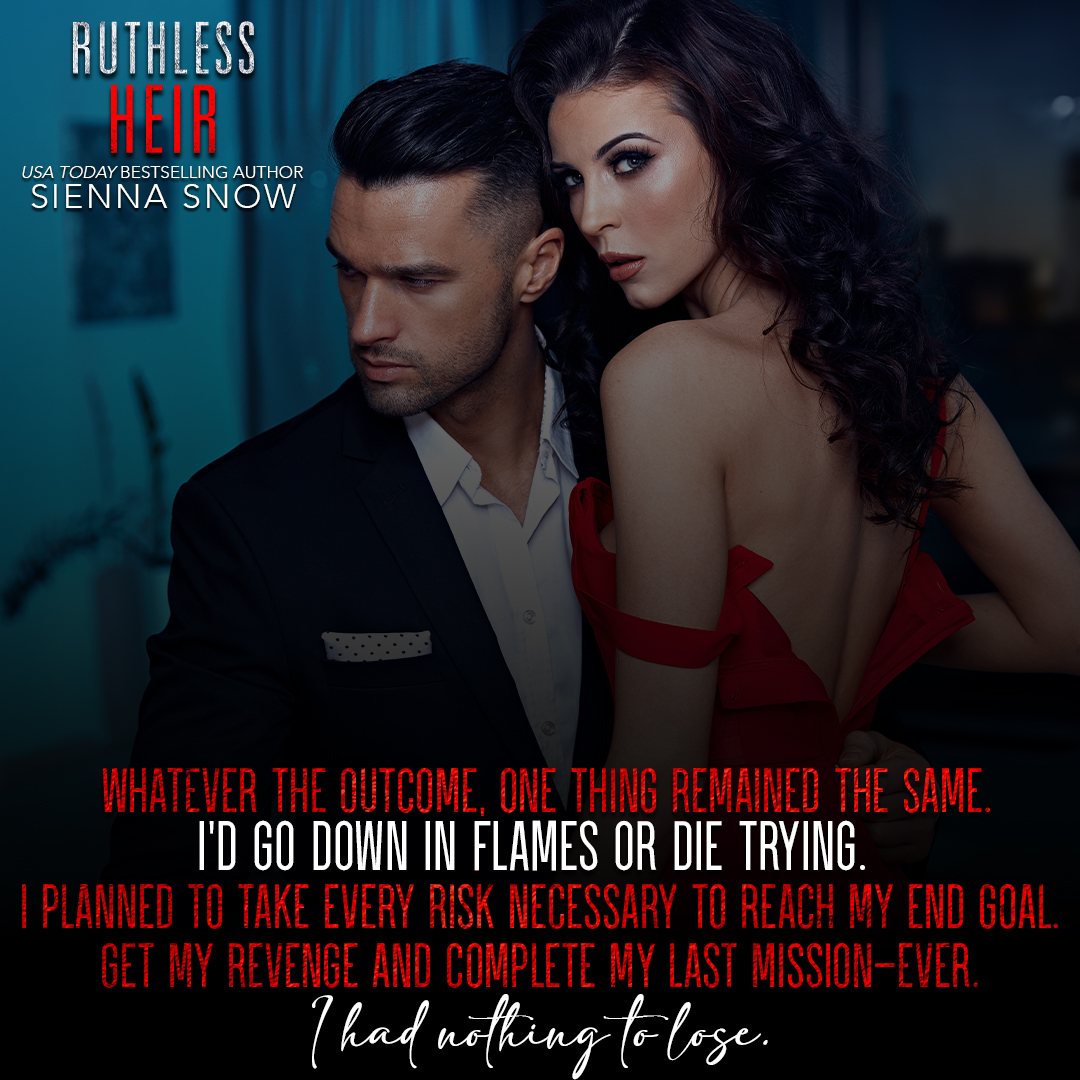 Whatever the outcome, one thing remained the same. 
I’d go down in flames or die trying. I planned to take every risk necessary to reach my end goal. 

#oneclick: geni.us/ruthlessheir

#siennasnowbooks #streetkings

 Copy Post
Done