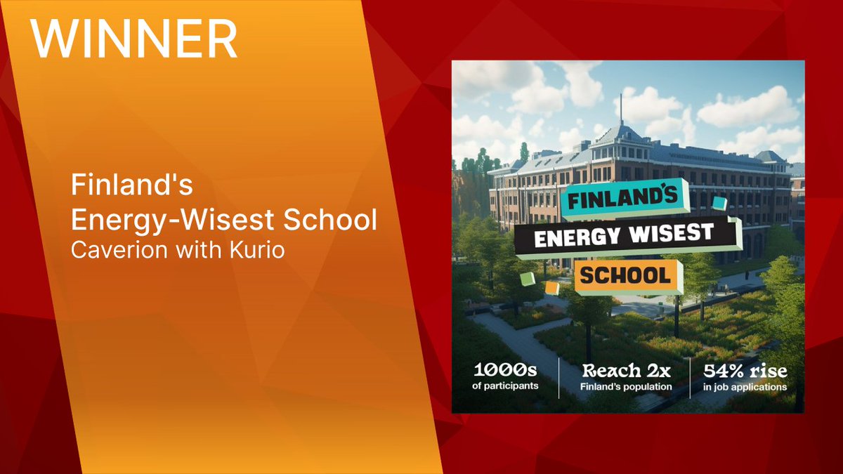 #SABREAwardsEMEA Winner: NORDICS - Finland's Energy-Wisest School - Caverion with  <a href="/Kurio_Marketing/">Kurio</a>