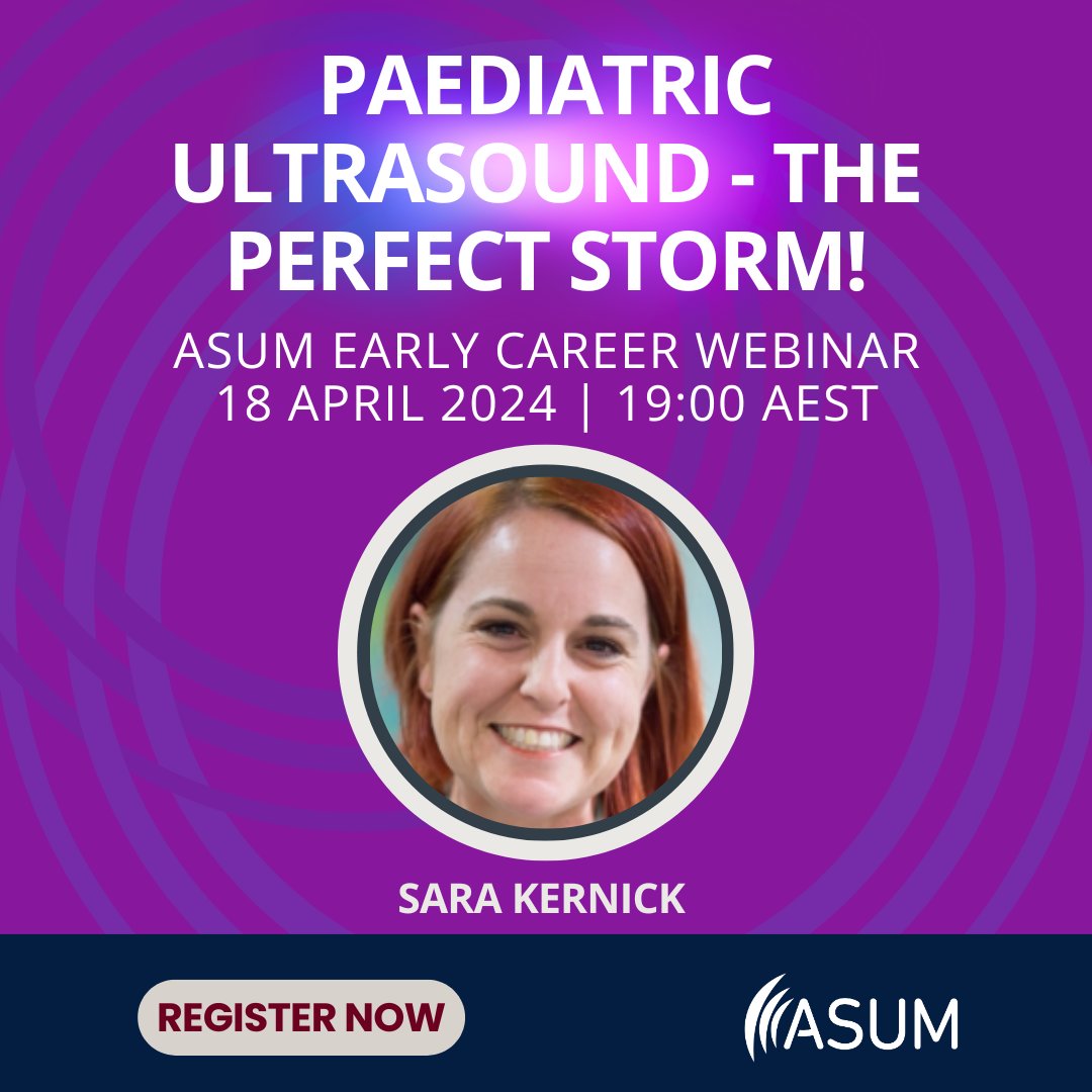 Join Chief Sonographer Sara Kernick tonight at 7 pm (AEST) for an #earlycareer webinar on #paediatric #ultrasound. Explore common challenges in paediatric ultrasound & discover practical solutions to enhance your paediatric #imaging skills. Register at ow.ly/Zfq050QYoax