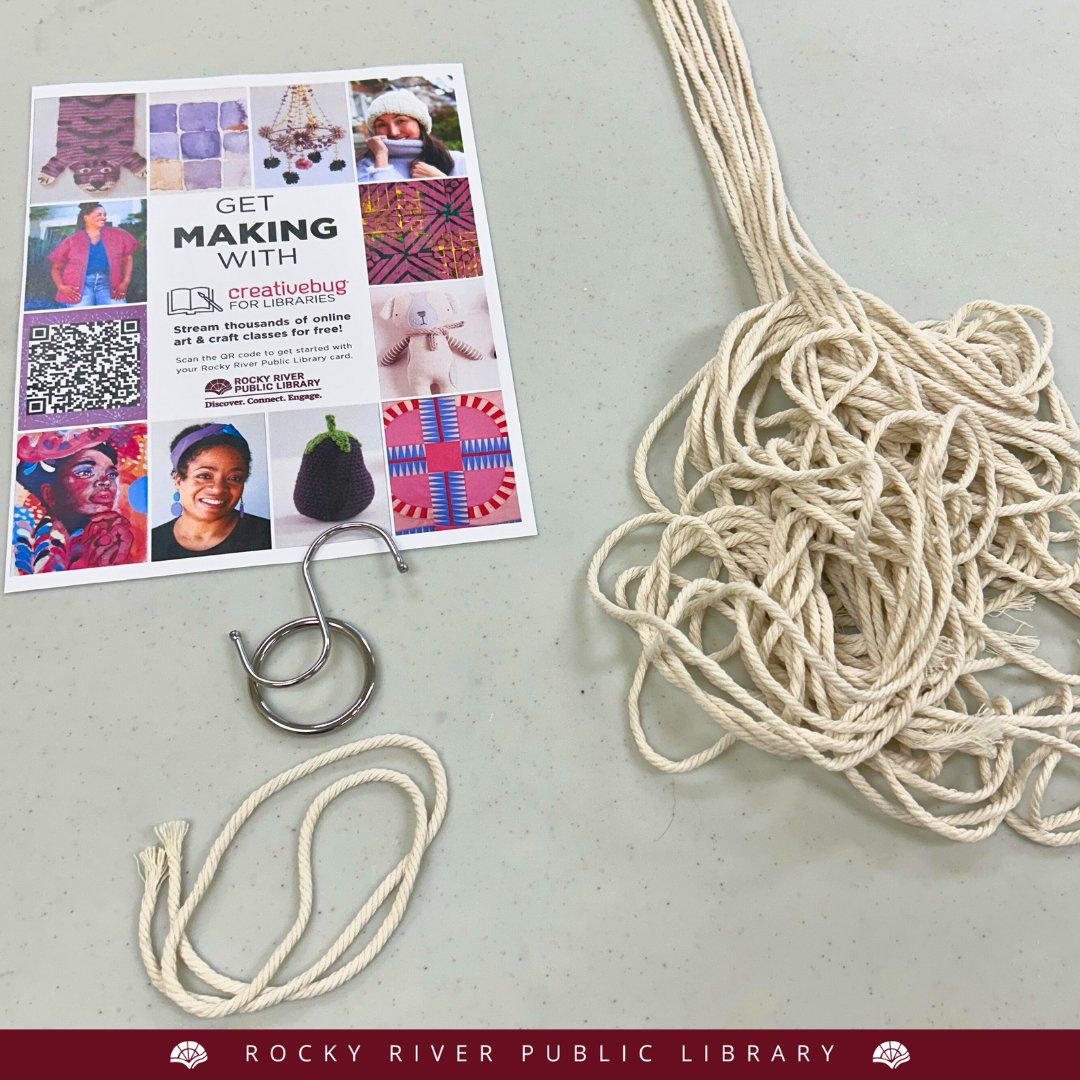 If you missed this program, you can access the same tutorial anytime. Creativebug is home to thousands of arts and craft video tutorials, all available for free with your library card. 

Check out Creativebug: creativebug.com/lib/rockyriver

#libraries #creativebug #modernmacrame #rrpl