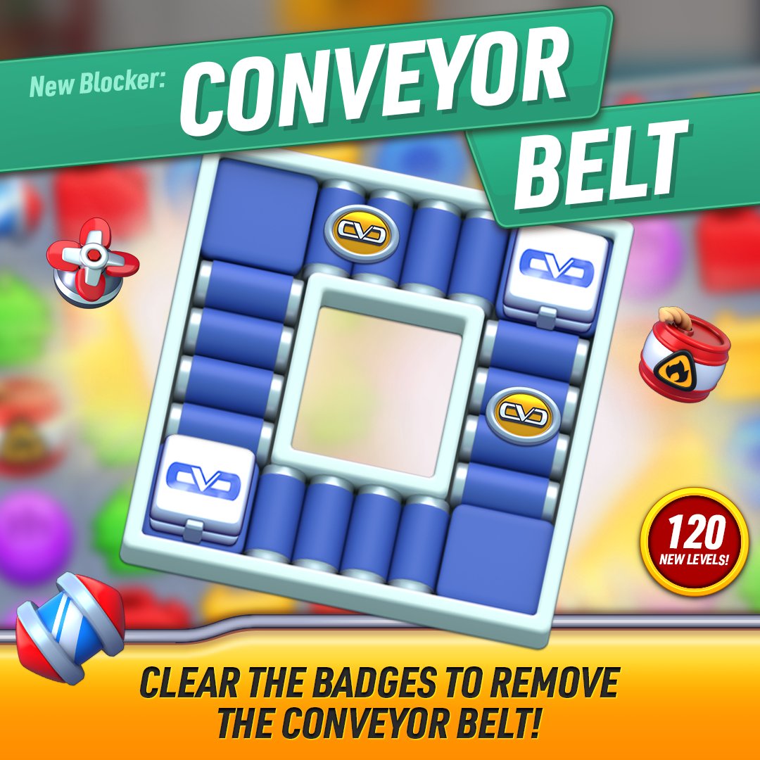 This week brought us 120 new levels and the Conveyor Belt blocker!

Which blocker is your nemesis? #ChromeValleyCustoms #GameOn
#GearheadGames #MobileGaming #Match3Games #PuzzleGames #GamingFun