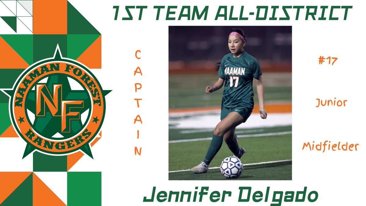 NaamanSoccer's tweet photo. Congratulations to Jeni Delgado for earning 1st Team All-District!!! A quiet force and does the hard work defensively in the midfield for us! #captain #nolimits https://t.co/rsQUKEyTZV