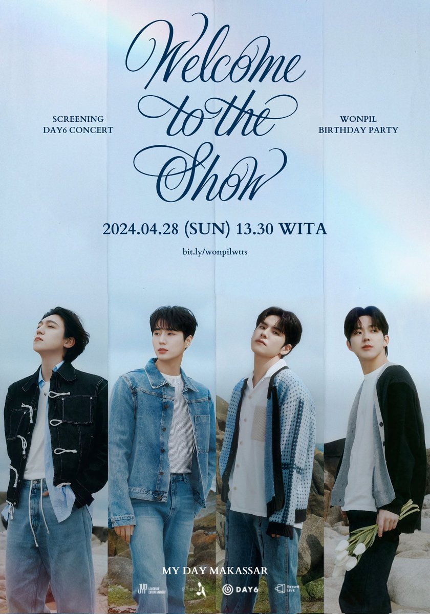 NOBAR KONSER DAY6 'WELCOME TO THE SHOW'

📆 Date : Sunday, April 28th 2024
⏰ Time : 13.30 WITA
💰 HTM: 35K

📌 LIMITED SLOT

RSVP: bit.ly/wonpilwtts
