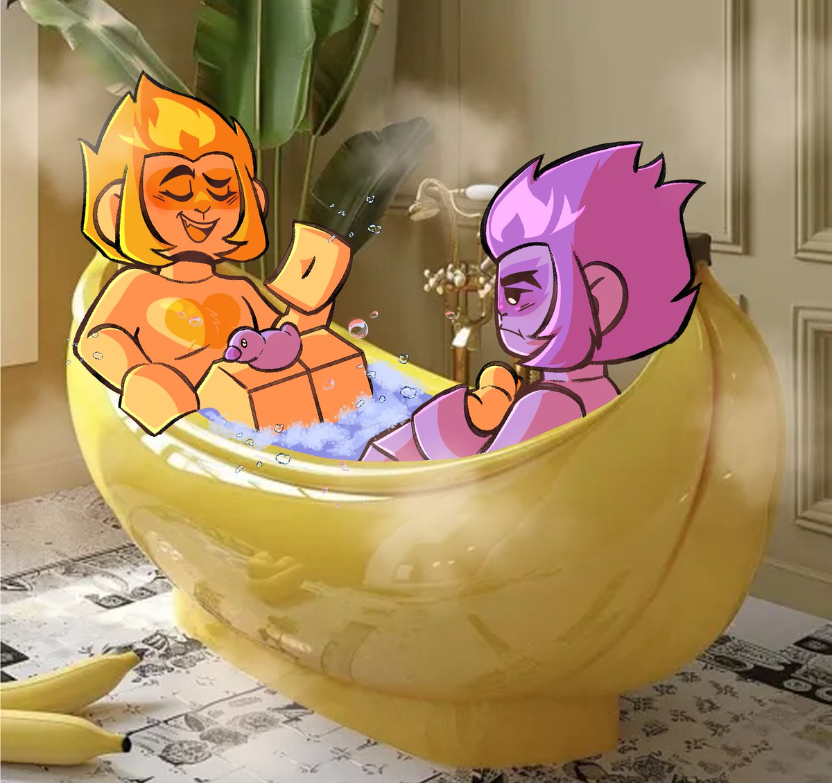 Monkeys in banana bath ☀️🌙

#shadowpeach #MonkieKid #LMK