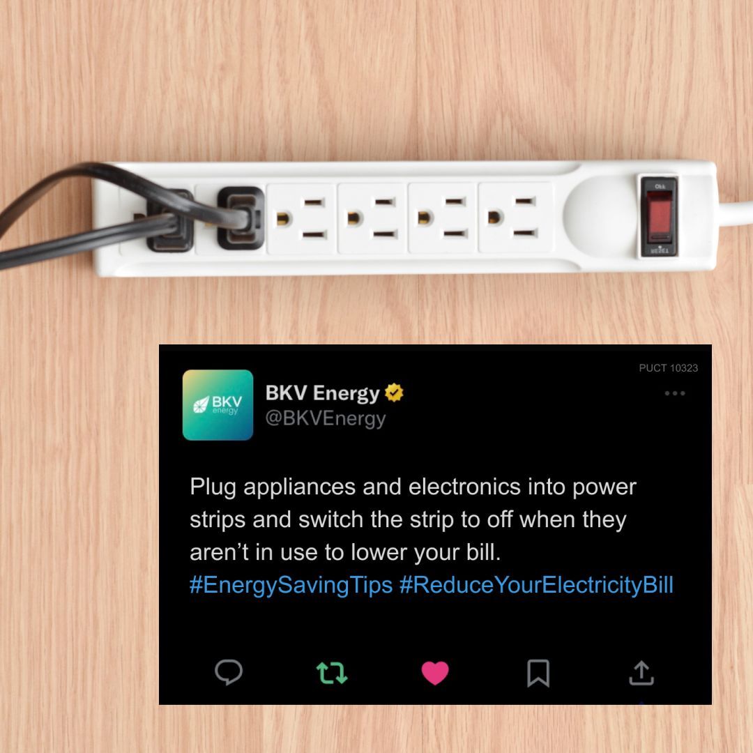 Your electronics and appliances are using energy even when they are turned off. Using a power strip and switching it off when those electronics aren't in use is a simple way to reduce your electric bill. #bkvenergytips #electricitybill #saveenergy #savemoney #energybills