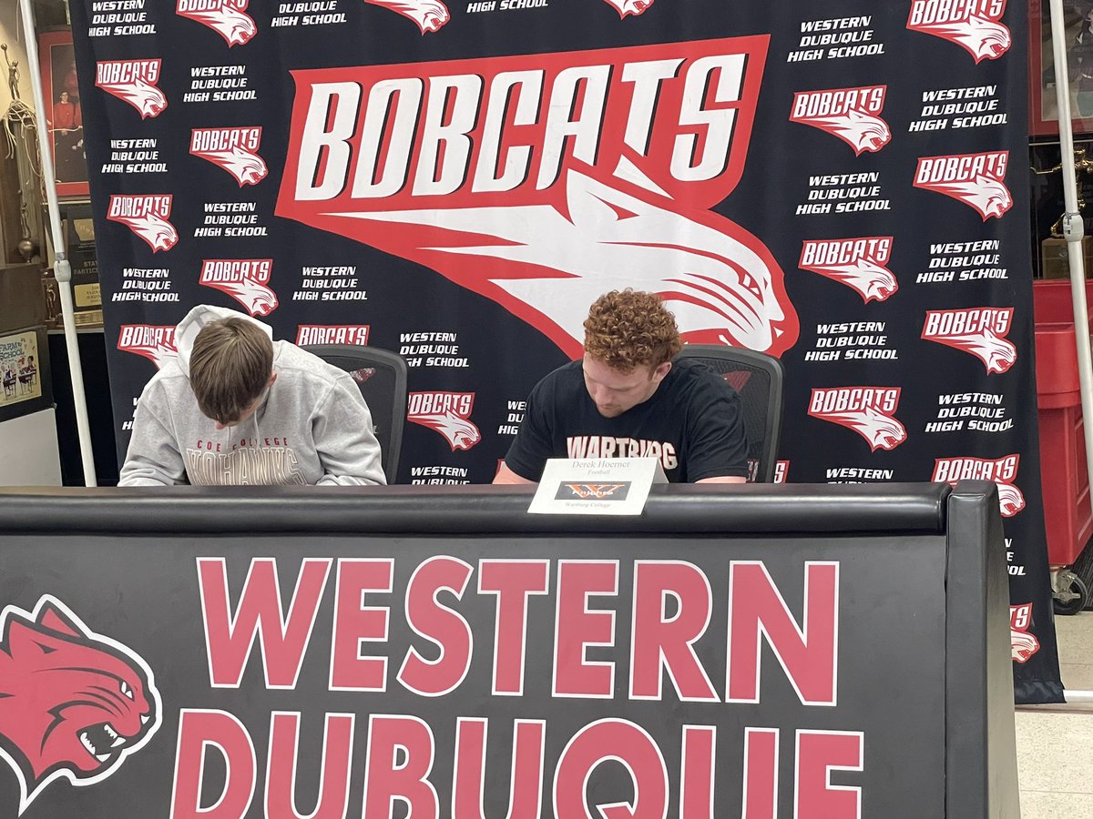 Congratulations to our two Bobcats who have signed to continue their academics and athletics at: Kanyon Bryte- Basketball-Coe Derek Hoerner-Football-Wartburg #wdbobcats