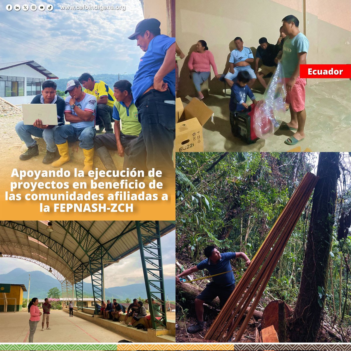 CefoIndigena's tweet photo. 🔰 Apoyando proyectos para #comunidades afiliadas a FEPNASH-ZCH 🌿. El equipo del #CEFO estuvo presente en territorios #shuar Zamora, respaldando iniciativas como la construcción de centros de interpretación y monitoreo. ¡Gracias a nuestros aliados territoriales! 🇲🇽🇪🇨🇵🇪 https://t.co/iXEbzGLGff