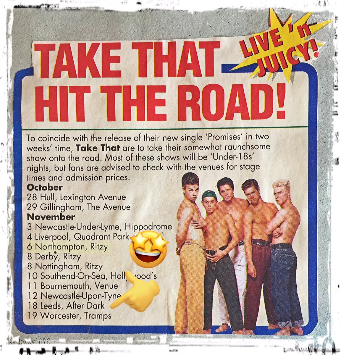 @GaryBarlow Yesssss Gary…. in the 90s of course! You played EVERYWHERE in the 90s 😉🙌🏻 It was November 1991 to be precise! Bit smaller that tonight’s venue mind you 😆 Here’s your evidence 🤩 #ThoseWereTheDays #IMissThe90s @takethat #TakeThat @OfficialMarkO