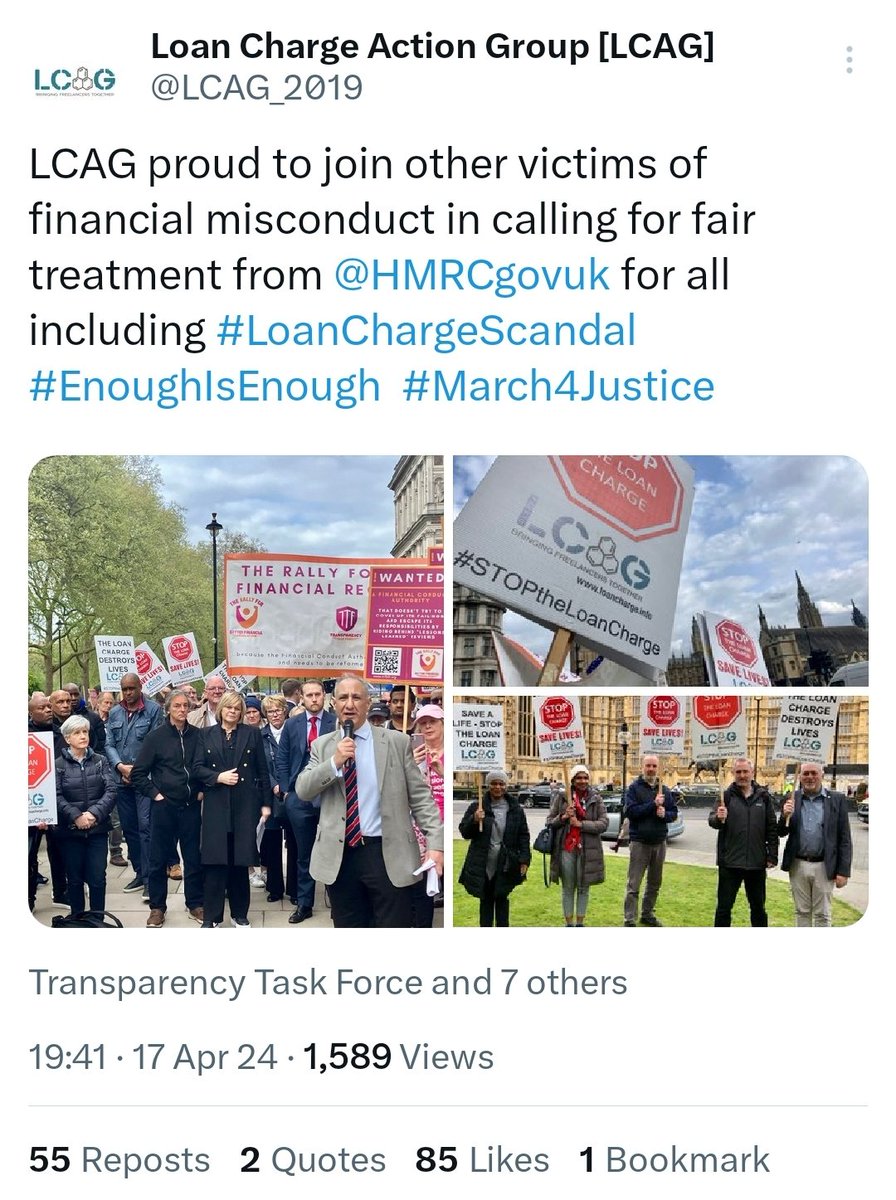 @GBNEWS @_adamcherry_ Well said @Nigel_Farage,  too many victims of financial fraud, plus regulatory failures and @LCAG_2019 attended to represent #LoanChargeScandal victims. Thank you to @TransparencyTF for organising. 
#EnoughIsEnough #March4Justice

twitter.com/LCAG_2019/stat…