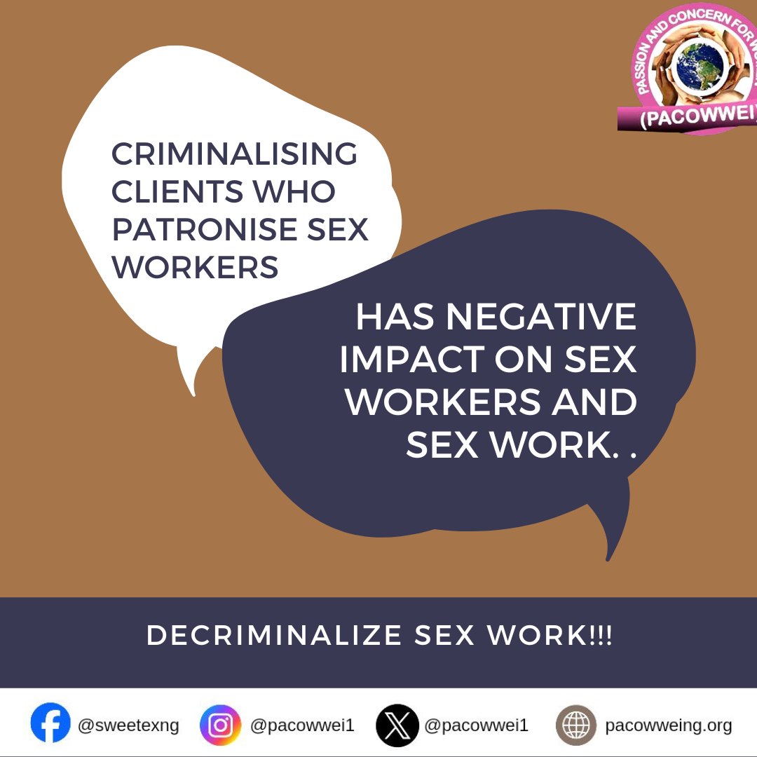 Decriminalizing sex work is about removing all forms of criminalization on sex work.

Decriminalize sex work!

#pacowwei
#sexworkiswork
#decriminalizesexwork