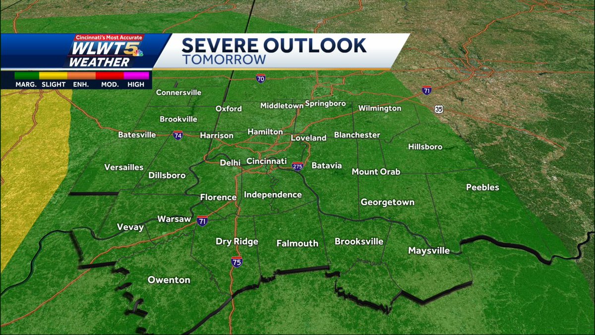 #Cincinnati all clear on #severe threat today, but threat for strong/severe storms not over. Another fast moving cluster of storms is possible late Thursday evening/night. Overall threat is low, but continue to monitor. #wlwt #wlwtweather #mostaccurate13 #Cincywx @wlwt