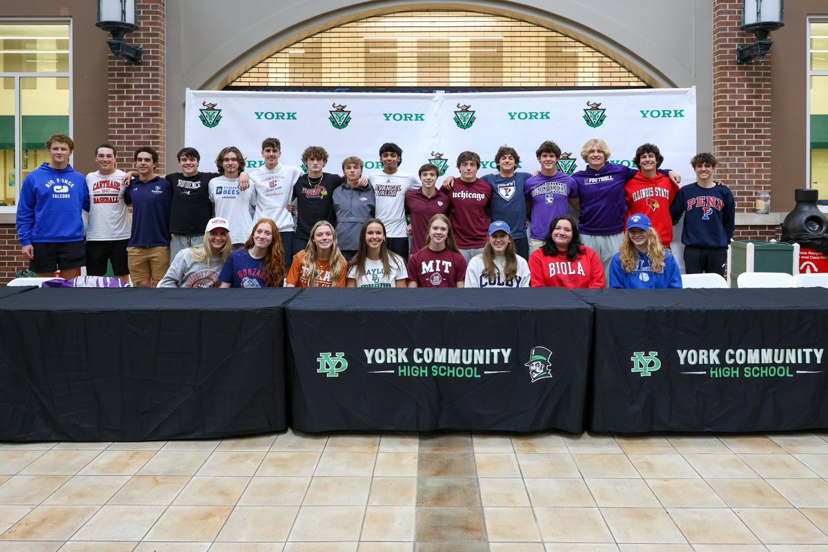 YorkAthletics's tweet photo. Spring Signing Recognition 
Congratulations to the twenty-six senior student-athletes that have signed and/or committed to participate in athletics at the collegiate level.  The York Athletic Department is very proud of this group of talented students and wish you all the best! https://t.co/w0ZOIOxImg