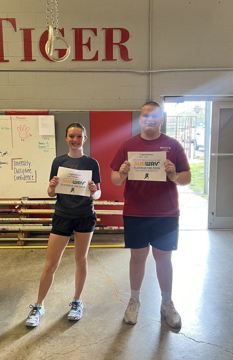 Huron_TF's tweet photo. Let's hear it for our Beasts of the Meet; Olivia Kohlmann and Trevor Eck! O.K. always gives max effort and she was willing to try a couple new events, and TEck did the unthinkable as a thrower/sprinter, he VOLUNTEERED to run a 4x400! #BOTM

🐯⚡️🐯 https://t.co/khA4i12n4b