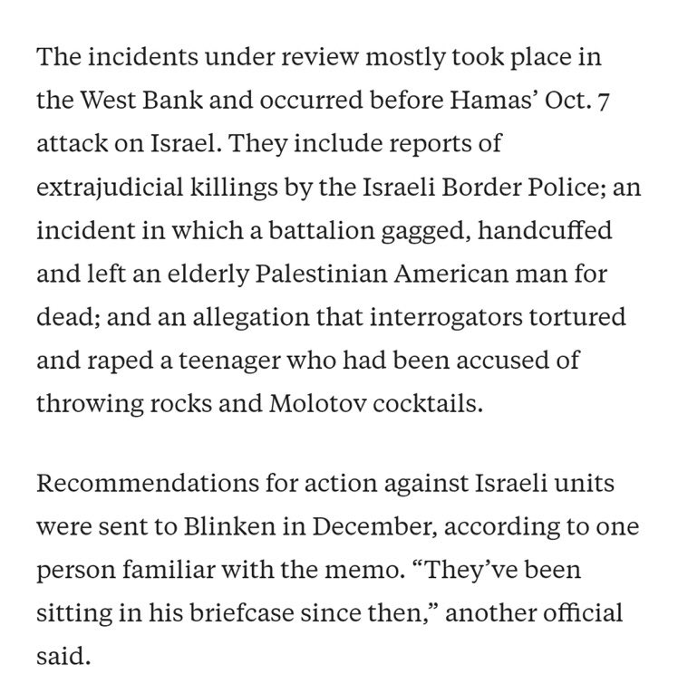 A State Department panel recommended months ago that Secretary of State Antony Blinken disqualify multiple Israeli military and police units from receiving U.S. aid after reviewing allegations they committed l human rights abuses. But Blinken has ignored their recommendations.