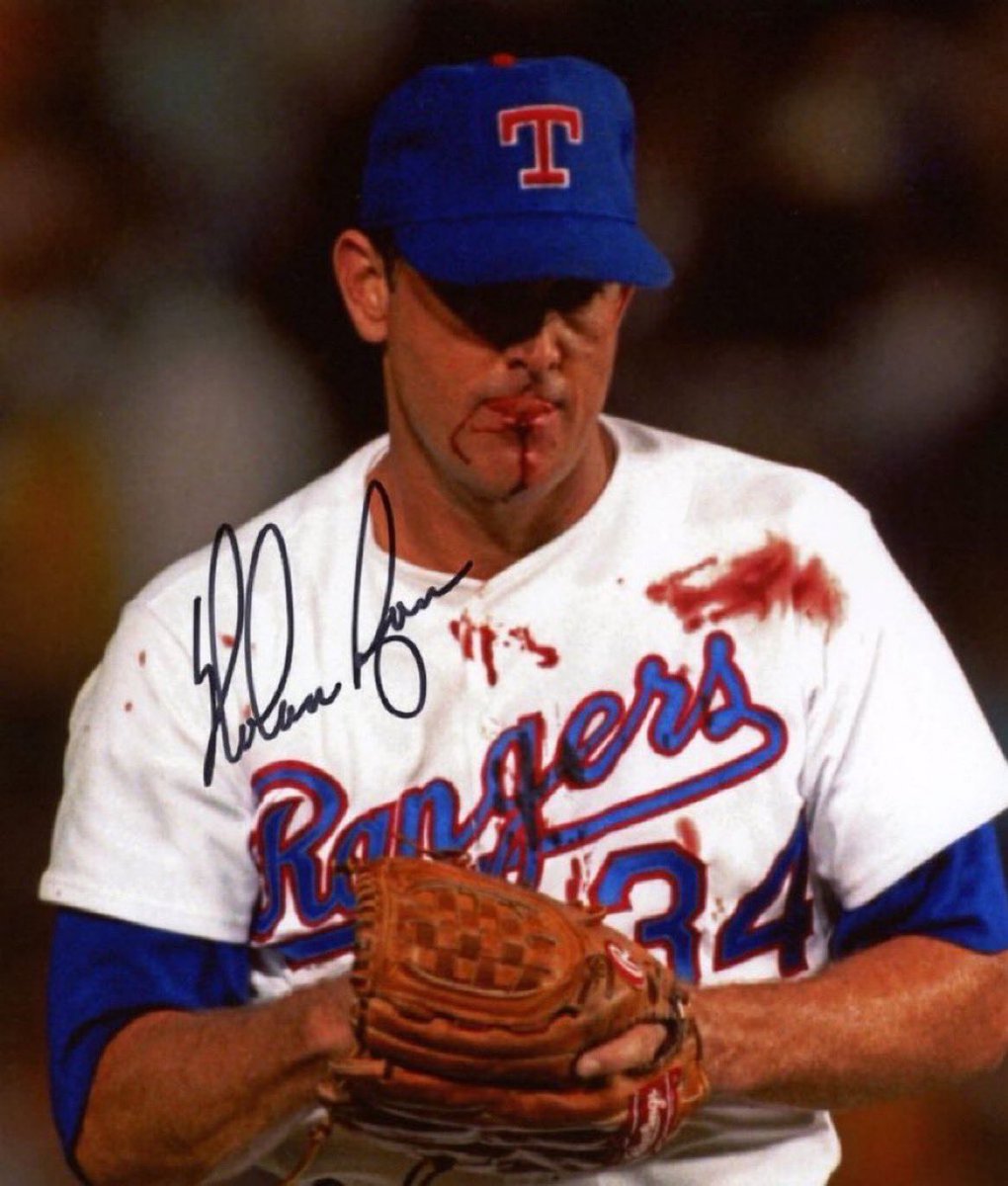 Today's starting pitchers: 'I've pitched 5 innings and need a reliever.' Nolan Ryan: 'I've lost 5 pints of blood and don’t need a reliever.' Advantage: Ryan