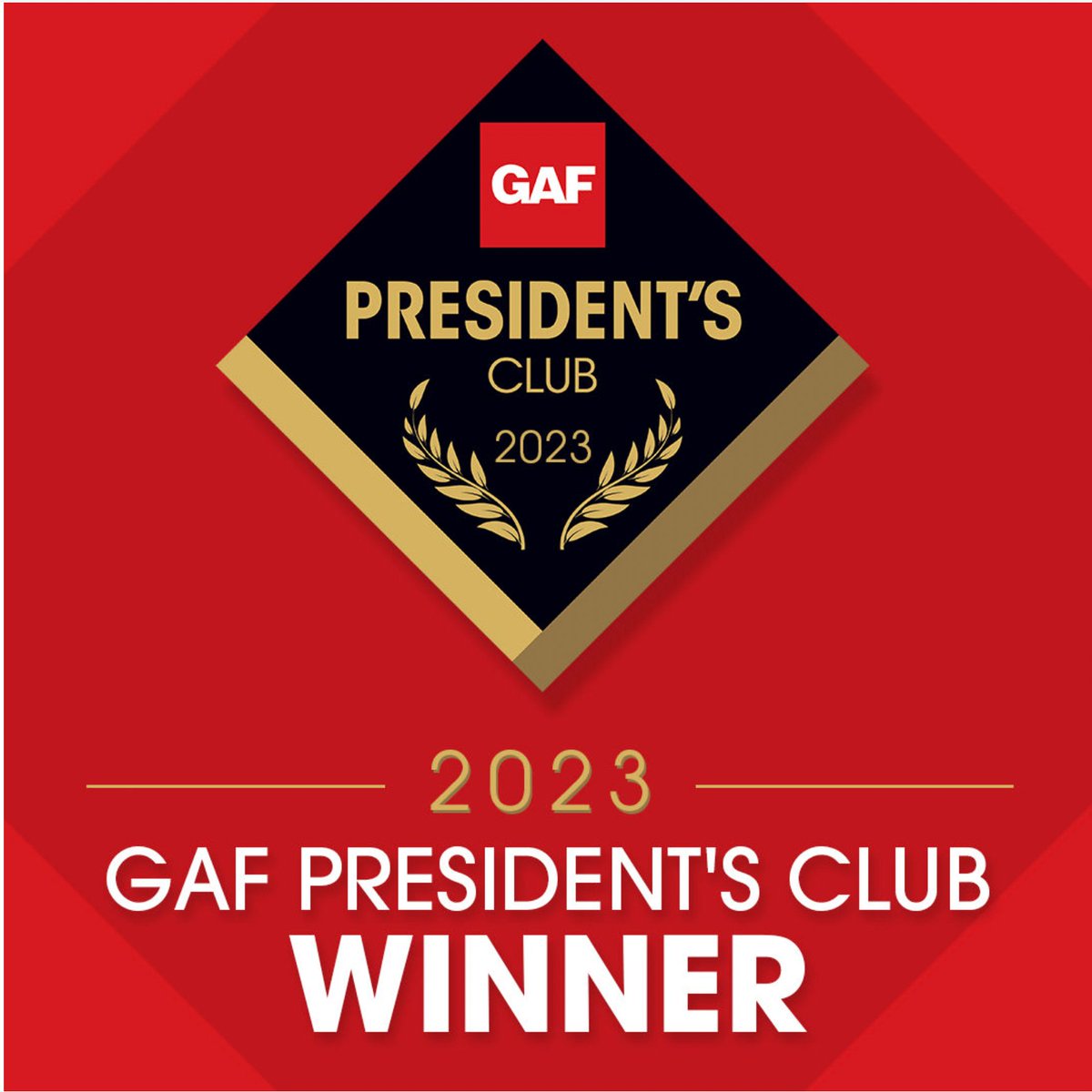 Honored to be recognized by @GAFroofing as a 2023 President’s Club award winner! As a Master Elite contractor, we're committed to offering premier service, reliability, and performance within the roofing industry.