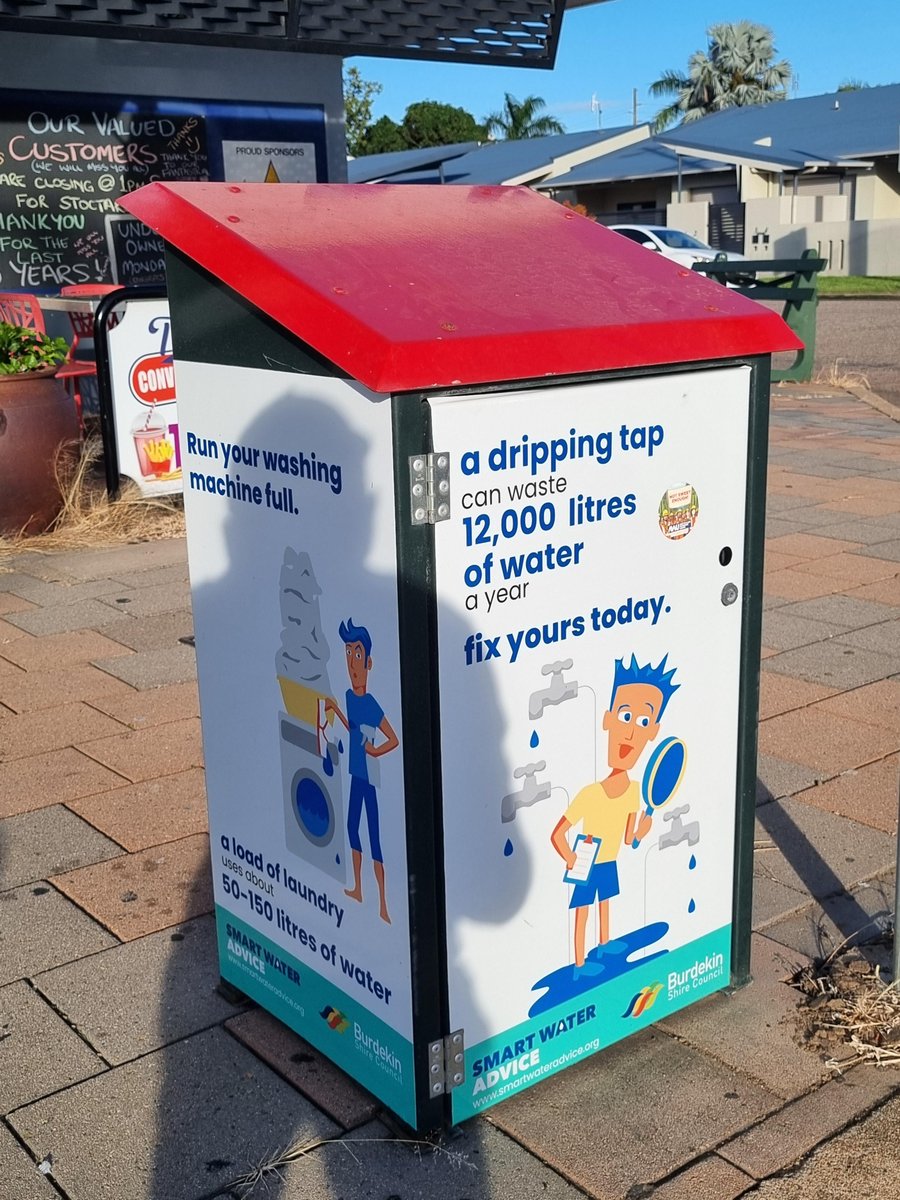 Our Smart Water Advice resources in action with Burdekin Shire Council! These wraps have been placed on waste bins as simple water-efficiency and literacy reminders ☑️

#waterliteracy #waterefficiency #smartwateradvice