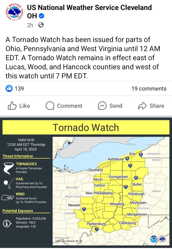 #Ohio folks stay alert tonight! #tornadowatch #storms #NEOHIO