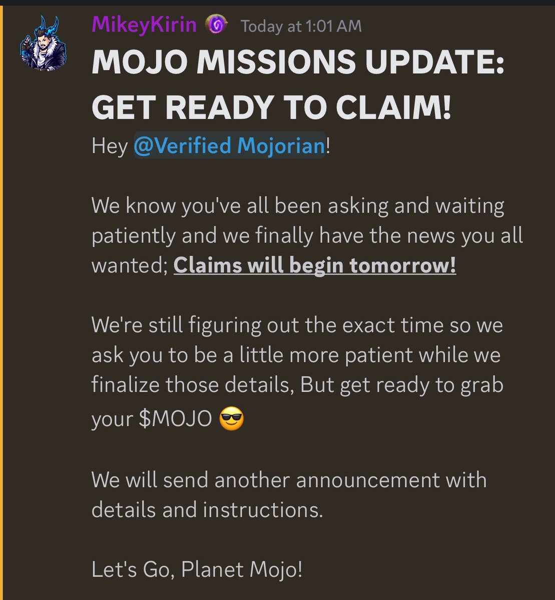 $MOJO airdrop claiming begins tomorrow 🔥🚀😁 Let's see if they can give us 4-6 figures airdrop😁 3 figures from Socialfi = bad airdrop Meanwhile, let me keep farming $PARAM, $BUBBLE, $BEYOND, and $COOKIE 💪💥