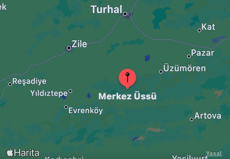 18.04.2024 - 01:07 'de #Tokat, #Reşadiye yakınında 5.5 büyüklüğünde bir #deprem meydana geldi.