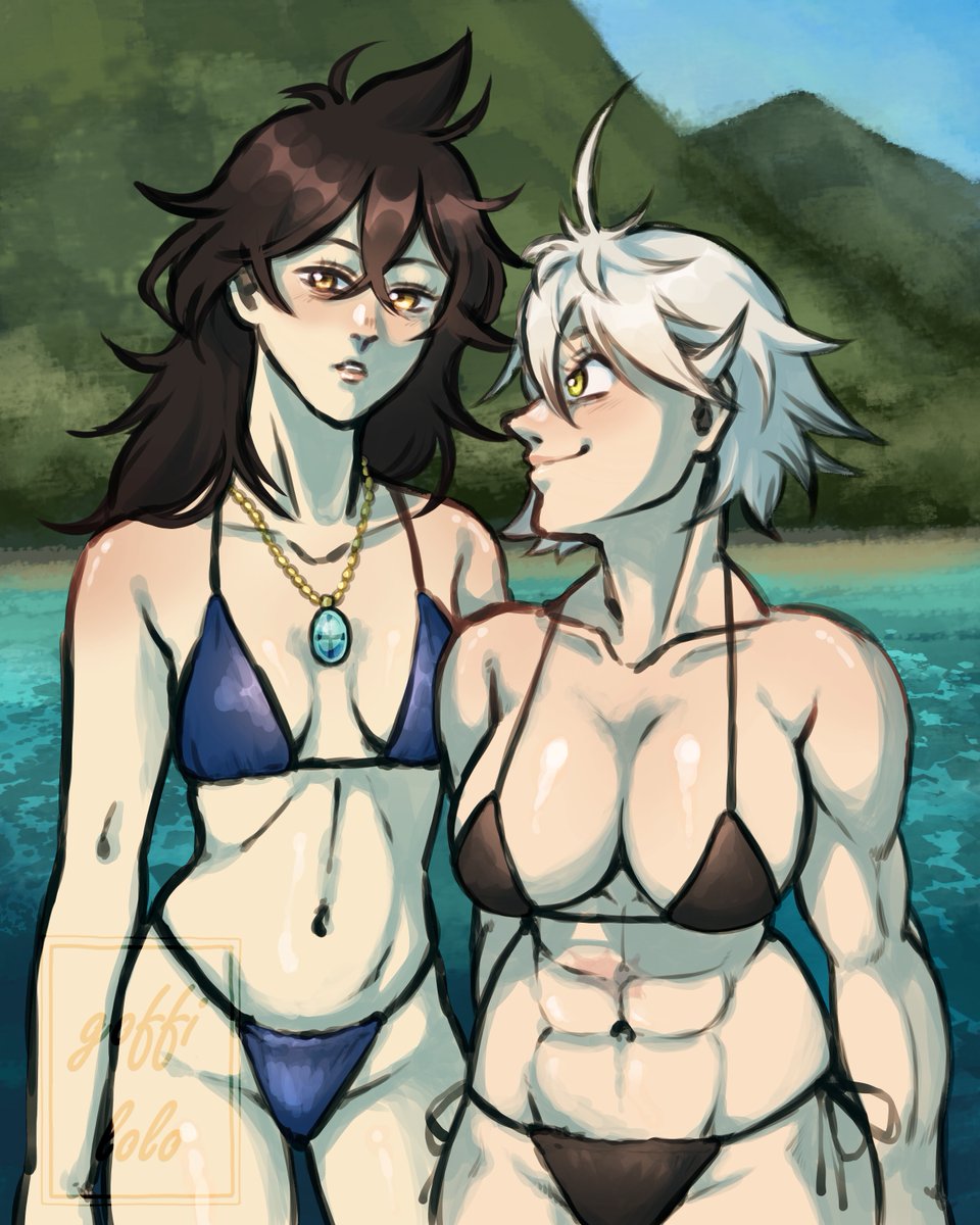 very rough fem!asta and fem!yuno swimsuit doodle based on a prompt from a BC discord server i'm in
#BlackClover  #genderbend