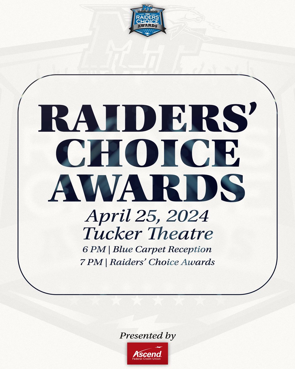 MTAthletics's tweet photo. Fan voting for the 2024 Raiders' Choice Awards is live!

🏆 Play of the Year
🏆 Game/Event of the Year
🏆 Performance of the Year

🔗 https://t.co/xhbLu7vnW9

#BLUEnited https://t.co/BjEYSogBh6
