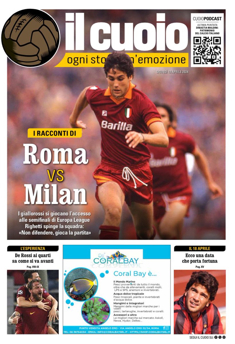 Oggi in edicola con il #CorrieredelloSport, l'inserto #Ilcuoio vi porta dentro la storia di #RomaMilan. Io vi racconto il doppio ex Francesco Vincenzi e l'anno in cui le tre coppe dell'epoca ebbero quattro finaliste italiane. #Edipress #EuropaLeague