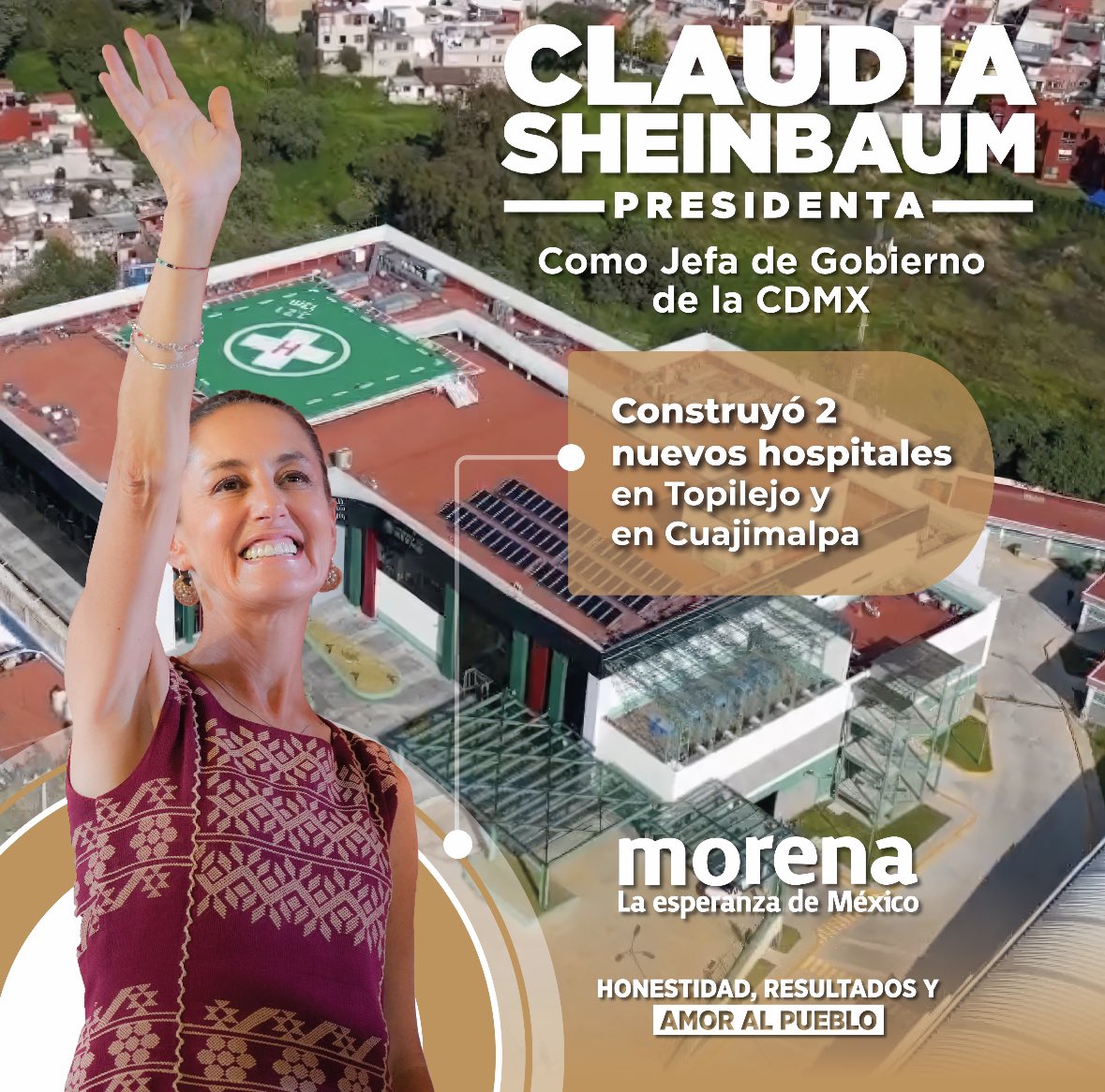 ¡Construiremos más hospitales en todo el país! Este 2 de junio, vota por @claudiashein para que continúe la transformación y sigamos garantizando los derechos de todas y todos los mexicanos.
