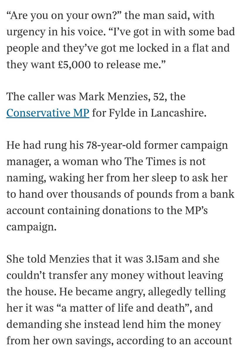 This story about Mark Menzies MP is like something out of a Tom Sharpe novel. It's incredible. 1/2