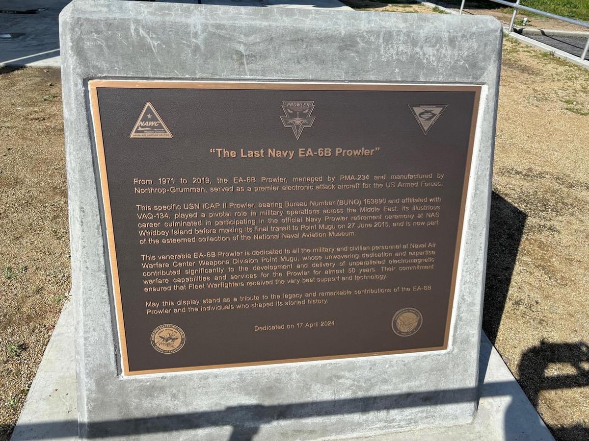 long_km's tweet photo. Exciting day at Naval Base Ventura County where the Naval Air Warfare Weapons Division added a EA-6B Prowler to their static display area at Missile Park. NAWC-WD played a significant role. Thank you to all who contributed to the success of the EA-6B program! #nbvc https://t.co/GPRHJ0zVY2