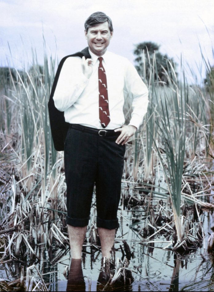This photo of the late Bob Graham, taken in the Everglades in 1986, today evokes a time when politics in Florida meant something other than pointless cruelty and hysterical right-wing theatrics.