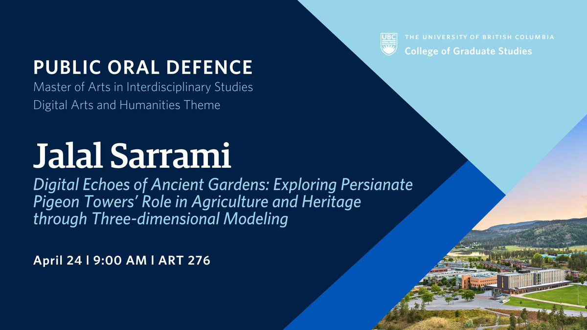 Jalal Sarrami will defend their thesis on April 24, 2024. All defences are open to the public. 

Learn more: bit.ly/UBCO-Graduate-…

@ubcfccs