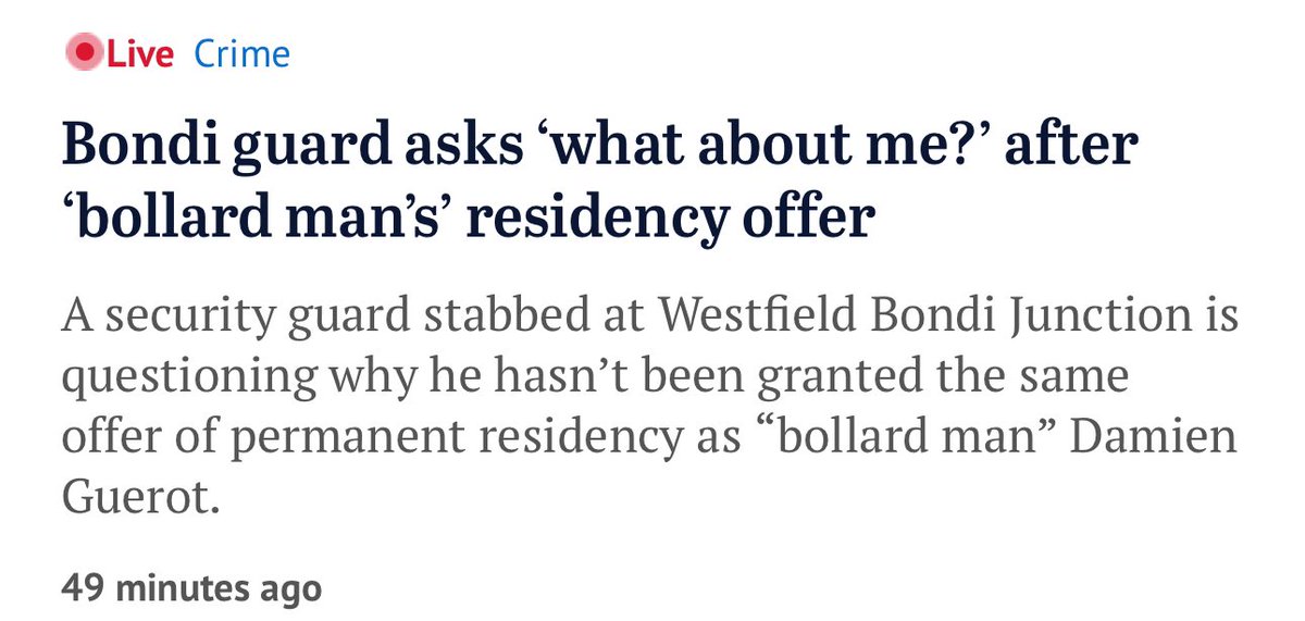 More Bondi heroes are asking for @AlboMP’s preferential visa treatment.

This is the problem with granting favours.

Why wouldn’t more people be knocking on the door?

I fear Albo has set a silly precedent, rife for future abuse.