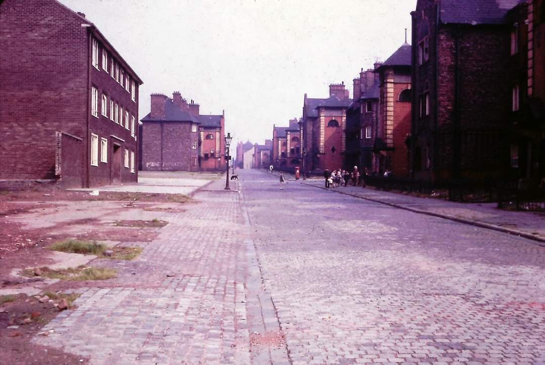 (No longer there) 1960s Hornby Street, ran from Scotland Road across Limekiln Lane to Vauxhall Road, Liverpool 
pic by Eamonn Daly