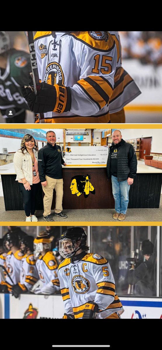 WarroadHShockey's tweet photo. Boys hockey team raises 4,400.00 from the Hockey Day Mn jerseys. 
All proceeds went to the Indian Ed department. https://t.co/CgZelwghF9