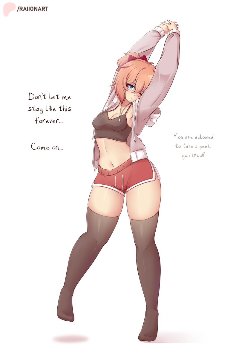 RaionArt's tweet photo. Always looking at the other girls! Now it's time to give Sayori your full attention 😠 https://t.co/KxHj0m4pon