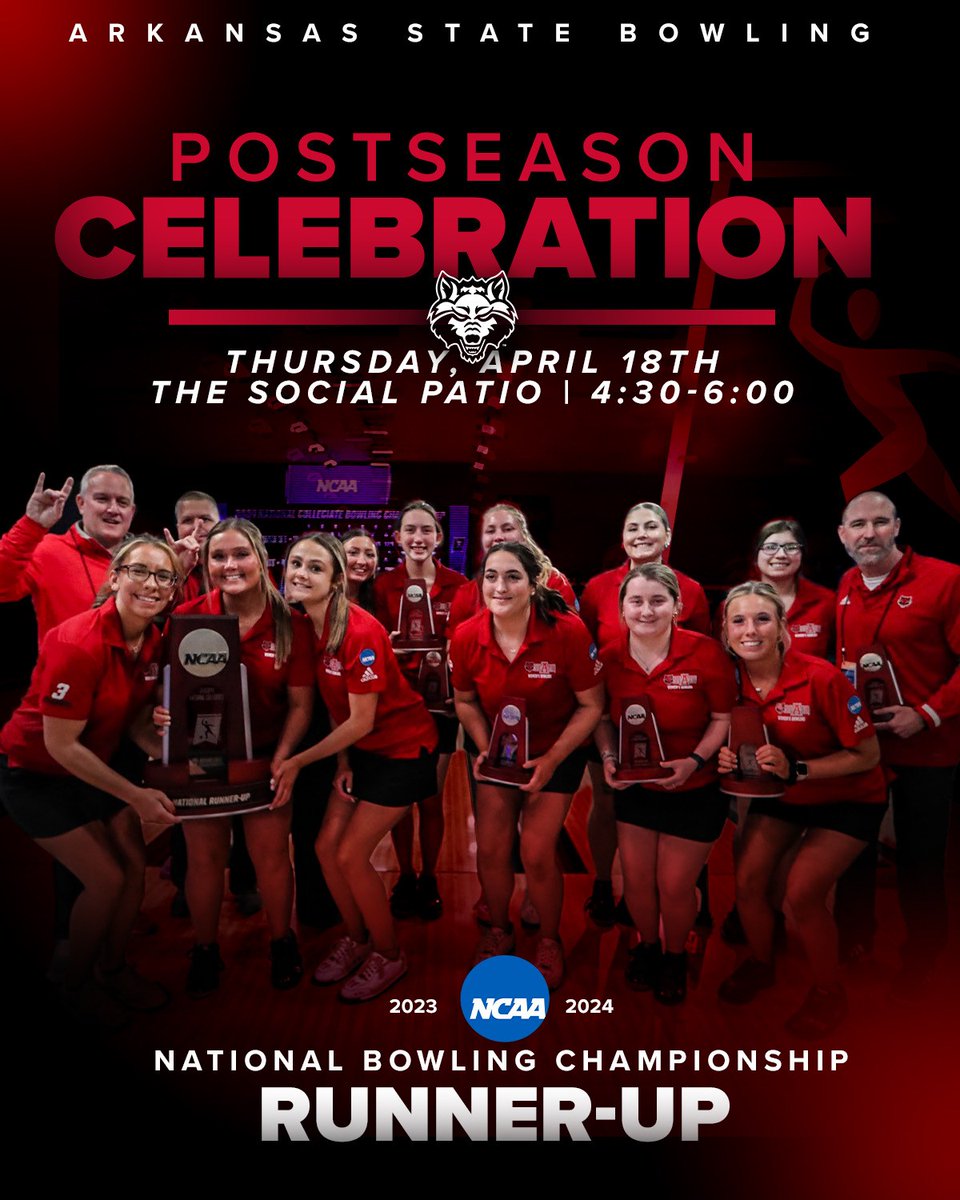 Come help us celebrate another phenomenal @AStateBowling season tomorrow at The Social. Stop by from 4:30-6:00 to offer your congratulations. We hope to see you there with your #WolvesUp!