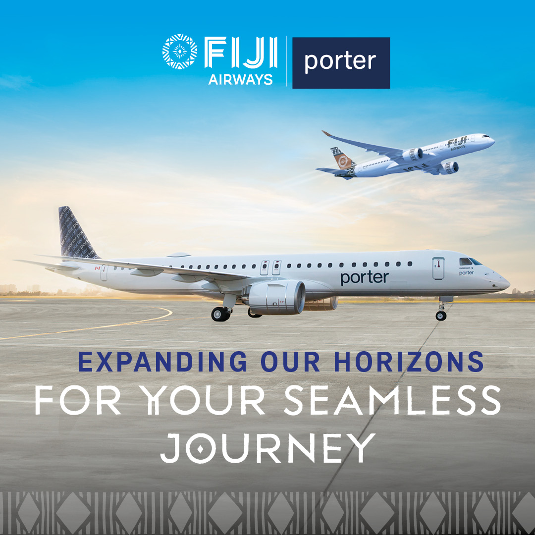 Fiji Airways is excited to announce our partnership with Porter Airlines! 🌟 Seamless connections from Canada and USA to Fiji Airways flights in Vancouver, Los Angeles, and San Francisco. Book now at fijiairways.com! More details: fijiairways.com/media-centre/p…